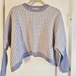 APPARALEL womens Small Houndstooth pattern cropped sweater dolman‎ sleeve